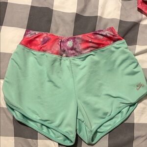 Nike girls Mint Green Shorts with Tie-Dye Waistband